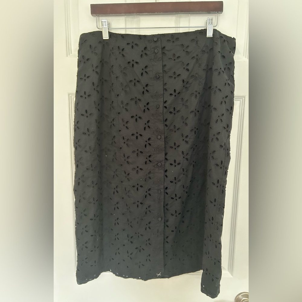 J. Crew Black Eyelet A-Line Skirt - NWT